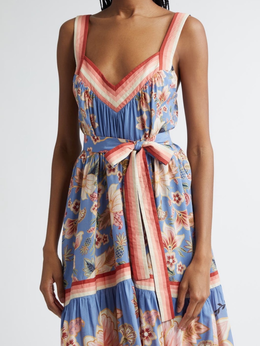 FARM Rio Super Bloom Tapestry Blue Angled Maxi Dress Size Small NWT - Picture 4 of 10